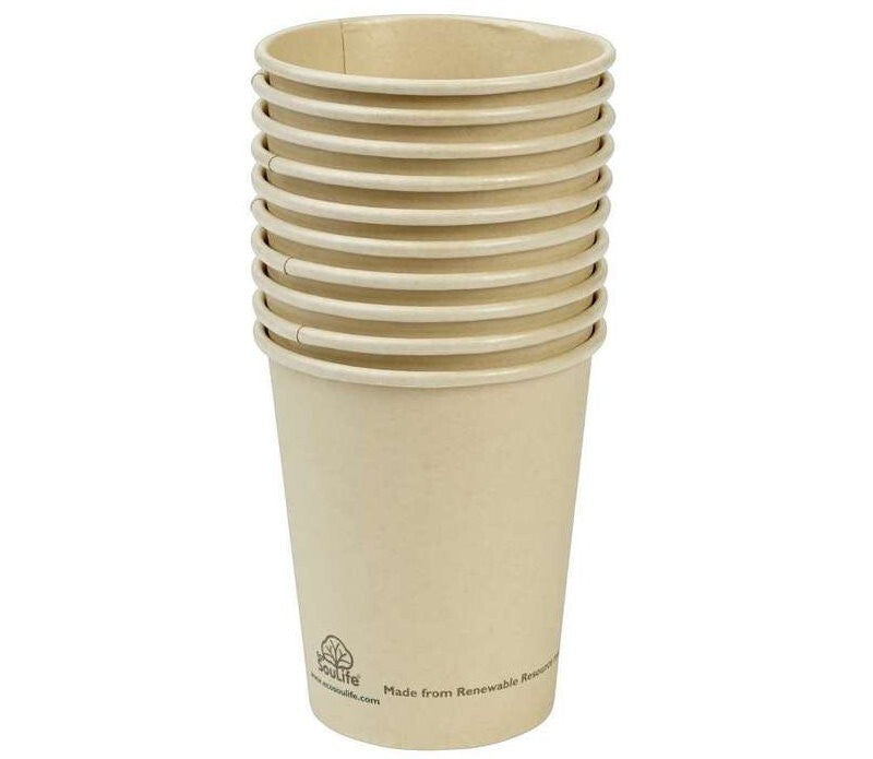 EcoSouLife 150 Pack Bamboo Pulp Cups Natural 355 mL Disposable Drinking Cups