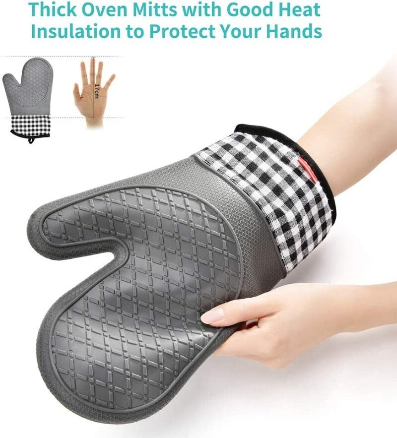 Ankway Silicone Oven Gloves and Pot Holders Set W/ Quilted Liner Heat Resistant