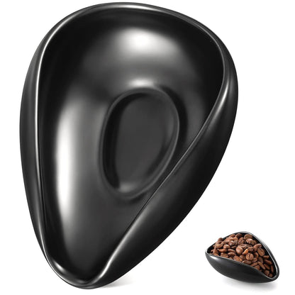 Ceramic Coffee Bean Dosing Cup Black Espresso Barista Vessel for Home Cafe Use
