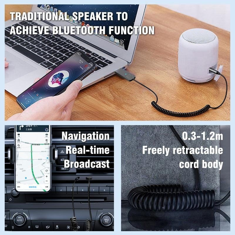 TOOCKI 3.5mm AUX USB Car Bluetooth Receiver Adapter Music For Car, Hands Free