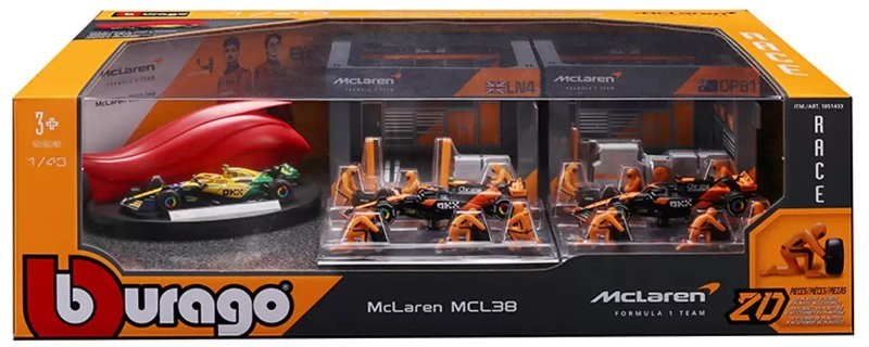 Burago 1:43 Formula One Racing Deluxe Paddock Ferrari, McLaren, Mercedes, RedBul