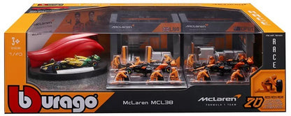 Burago 1:43 Formula One Racing Deluxe Paddock Ferrari, McLaren, Mercedes, RedBul