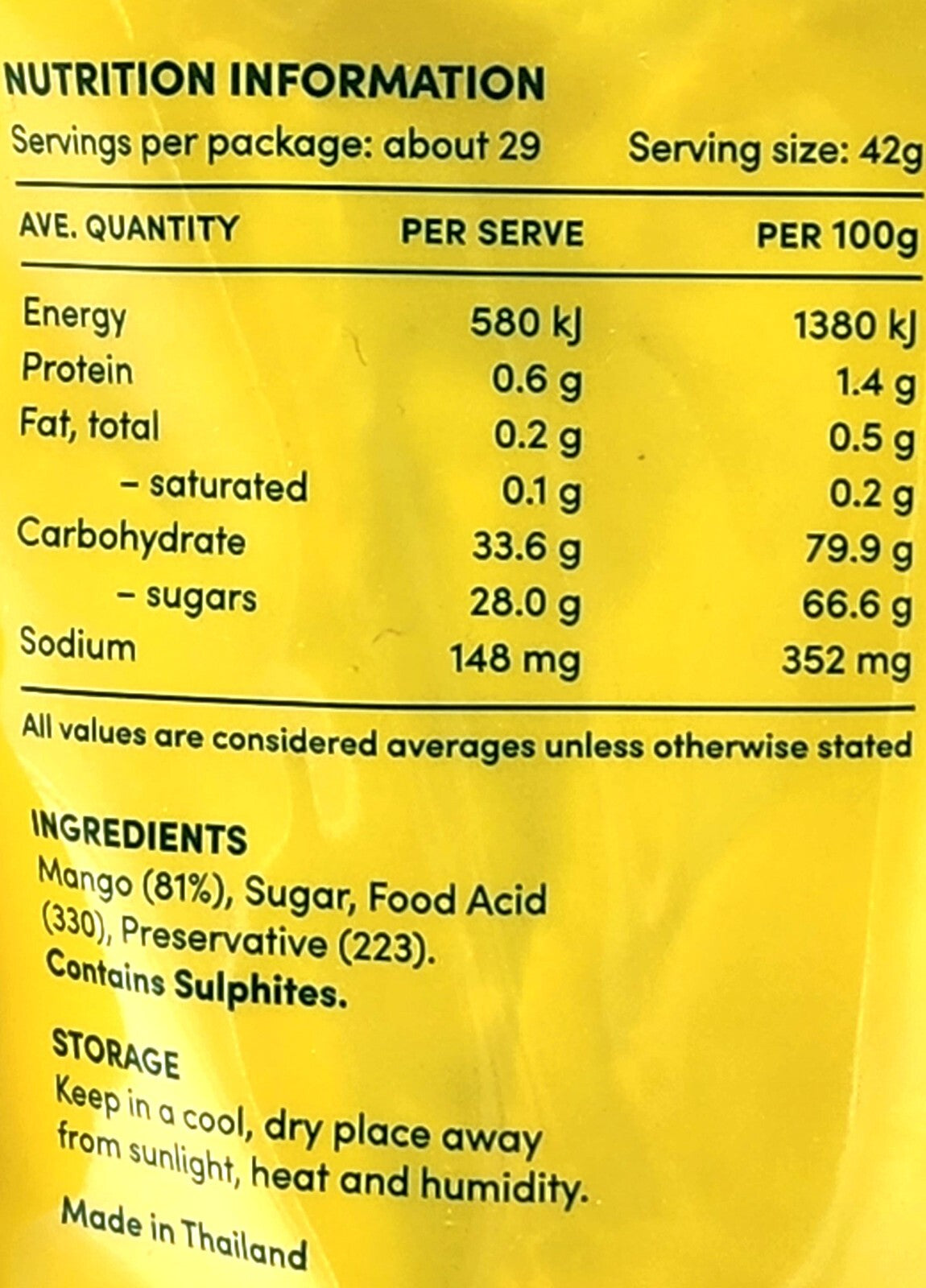 Tropical Fields Real Dried Mango Slice Vegetarian Healthy Snack Food 1.2kg