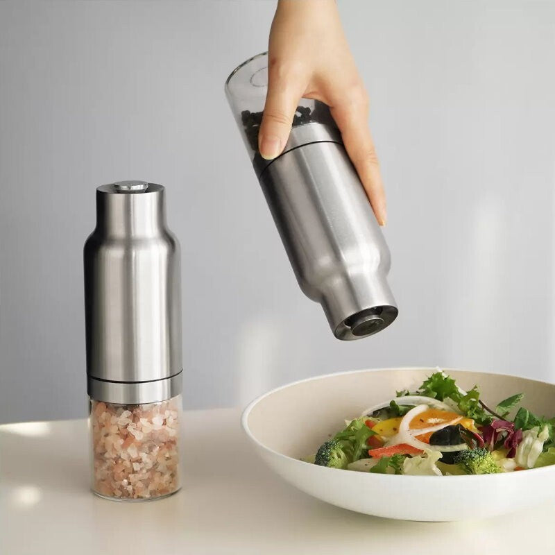 CARAHAN Salt / Pepper Gravity Activated Electric Grinder Set Adjustable & AUTO