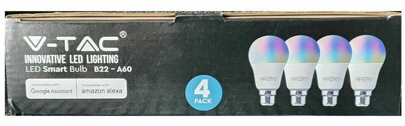 V-TAC Bluetooth Smart RGB LED Light Bulb A60 E27 or B22 - App or Voice Control