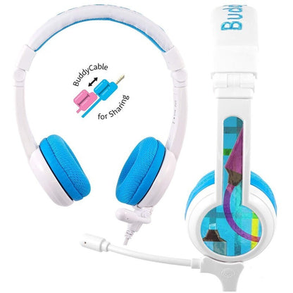 BuddyPhones 2-Pack School+ Home Learning Kids Headphones w/ Mic, BuddyCable