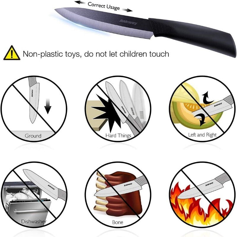 Ankway Ceramic Knife Set of 5 - Professional Chefs Knives Set for Cooking