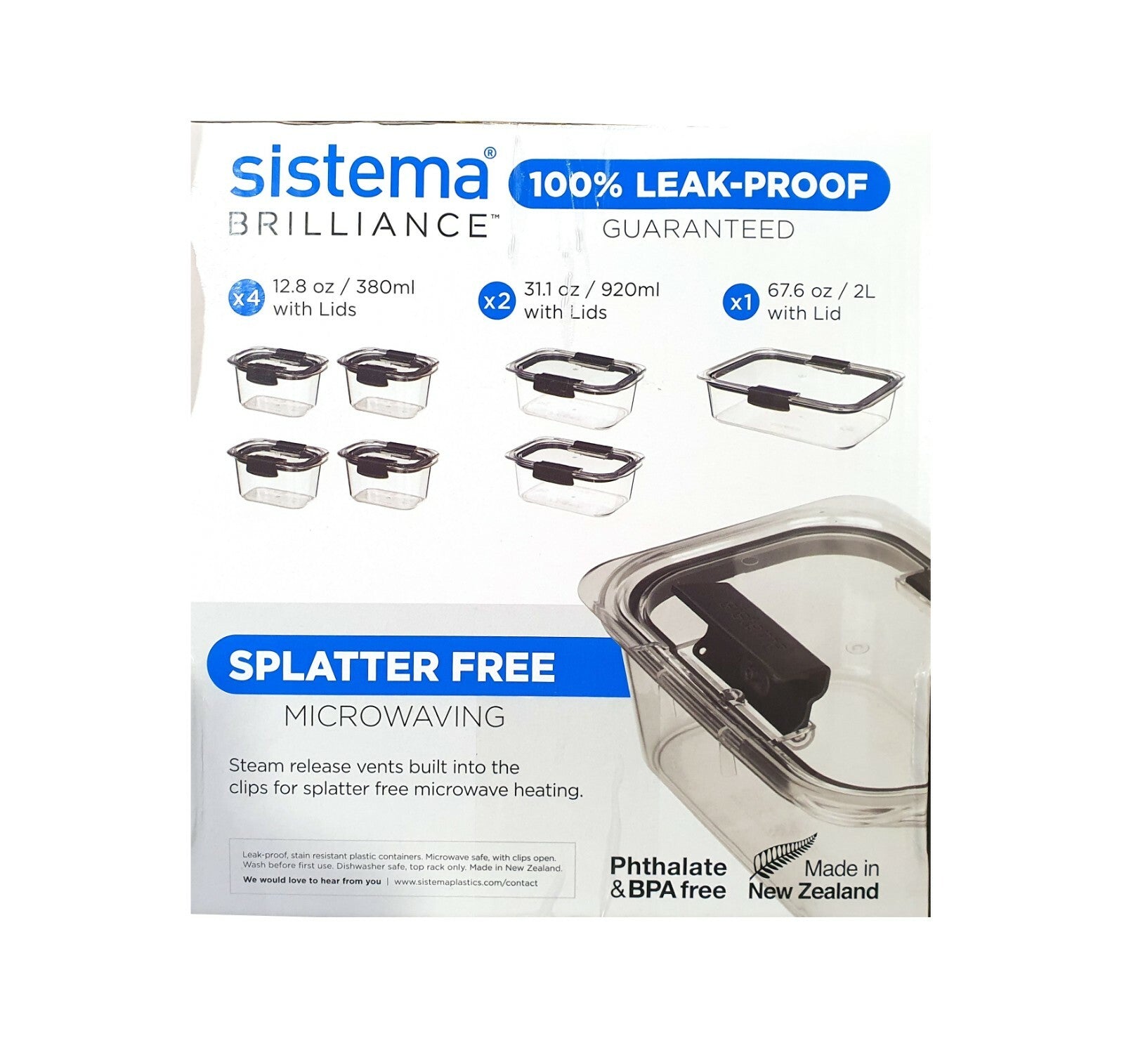 Sistema Leak Proof BPA Free Food Storage Lunch Box Container Safe 14 Piece Pack