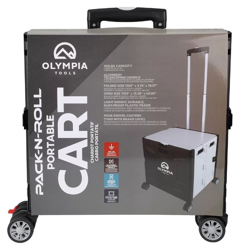 Olympia Tools Folding Portable Utility Tools Cart w/ 4 Rotation 360° Wheels