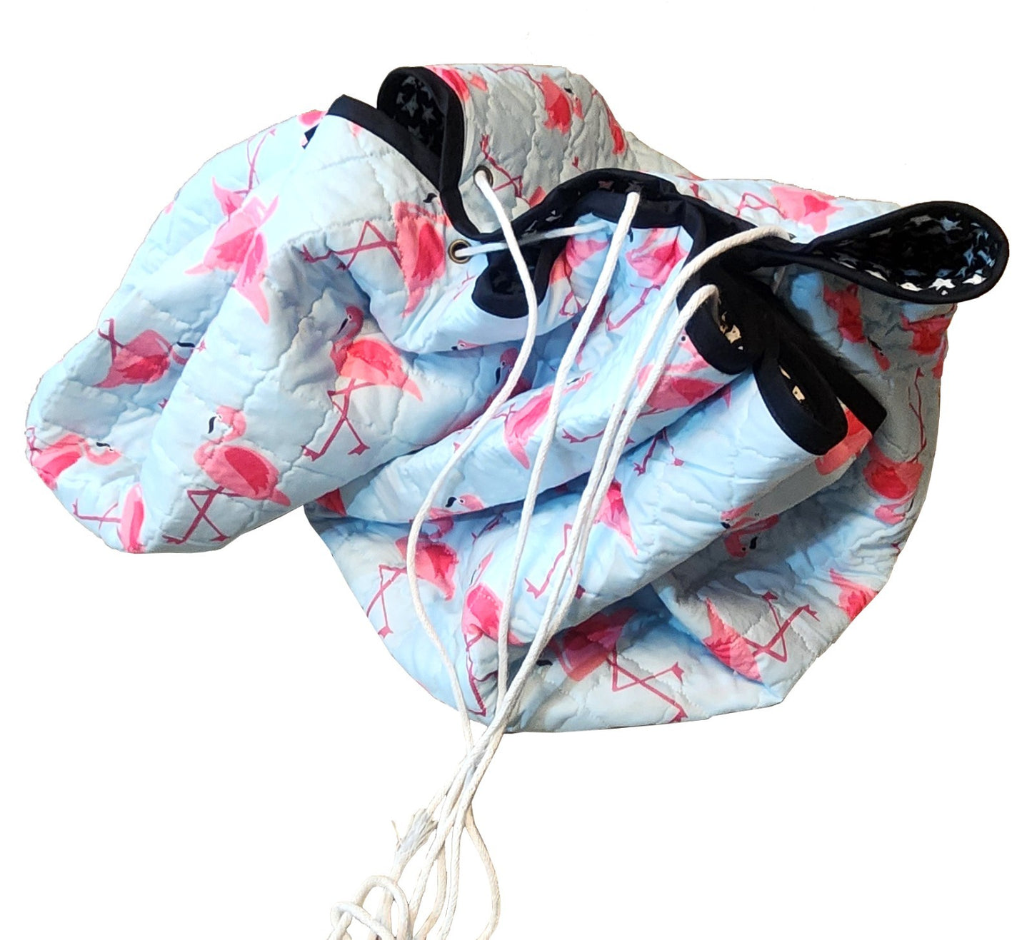 Zoobibi Flamingo Kids Play Mat & Toy Storage Bag 140cm Round Portable Carry Bag