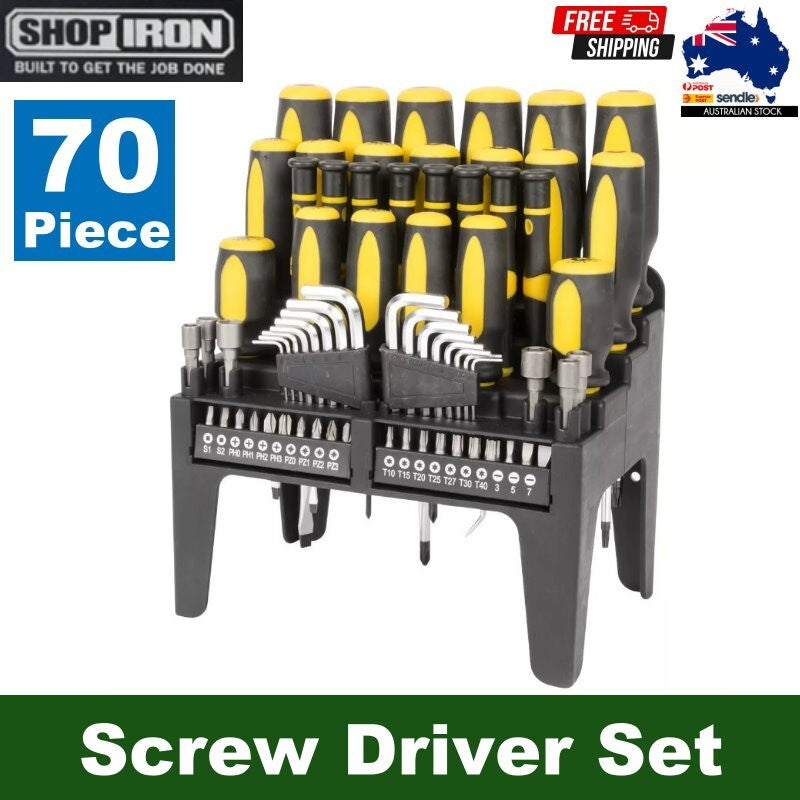 Shop Iron 70 Pieces Screw Driver Set PH, SL And Star With Plastic Storage Rack