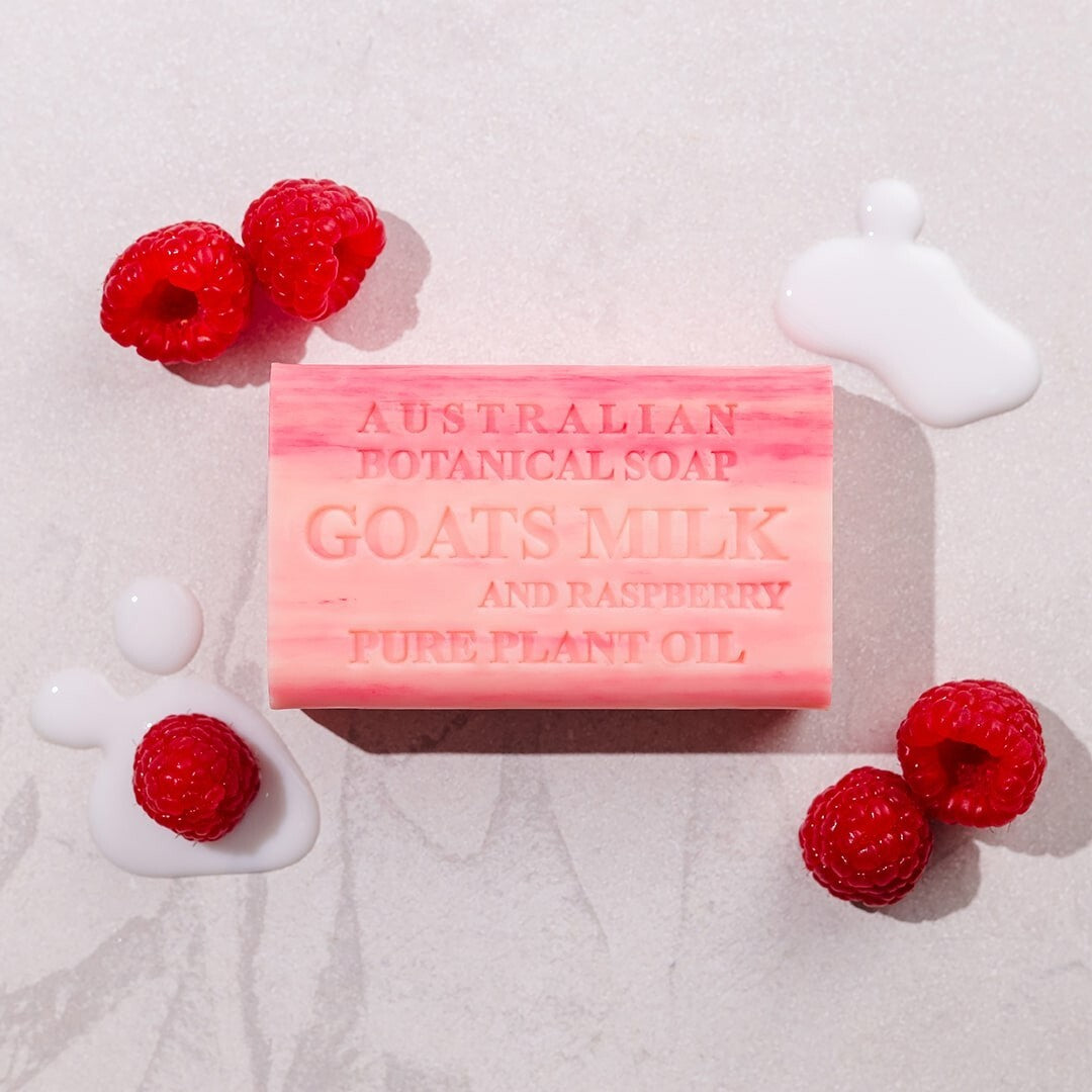 Australian Botanical Goats Milk & Raspberry Body Gentle Wash Bar Soap 8 x 200g
