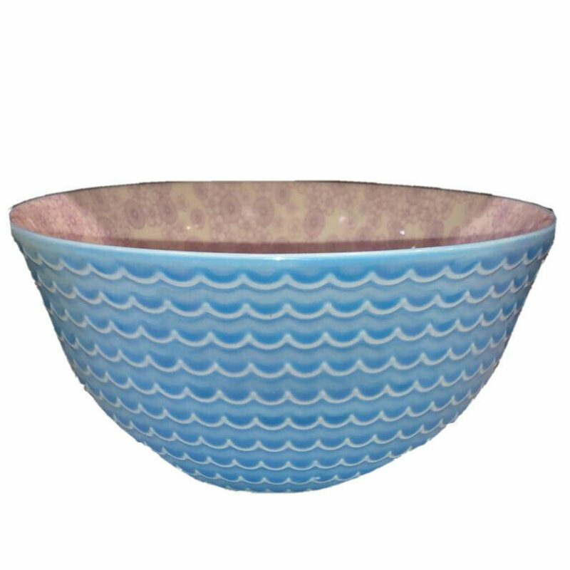 6-Piece Signature Housewares Stoneware Pad Print Bowls 660mL Microwave/Dishwashe
