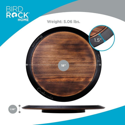 BIRDROCK HOME 18" Wood Chalkboard Lazy Susan Turntable Organizer with Pencil