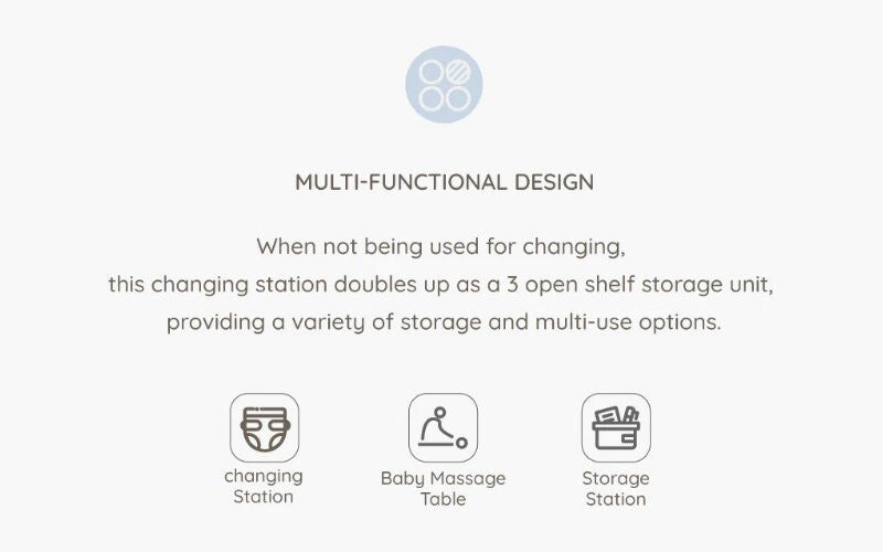 Boori 3 Tier Changer Wood Nursery Multifunctional Changing Table for Newborns