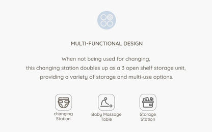 Boori 3 Tier Changer Wood Nursery Multifunctional Changing Table for Newborns