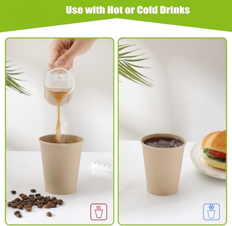EcoSouLife 150 Pack Bamboo Pulp Cups Natural 355 mL Disposable Drinking Cups