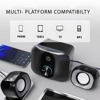 HP DHS-2111S Wired Mini Multimedia PC Speaker with Subwoofer, USB & 3.5mm