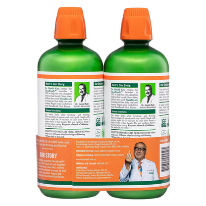 TheraBreath Mild Mint Gentle Non-Burning Mouthwash Oral Rinse Fresh Breath 2x 1L