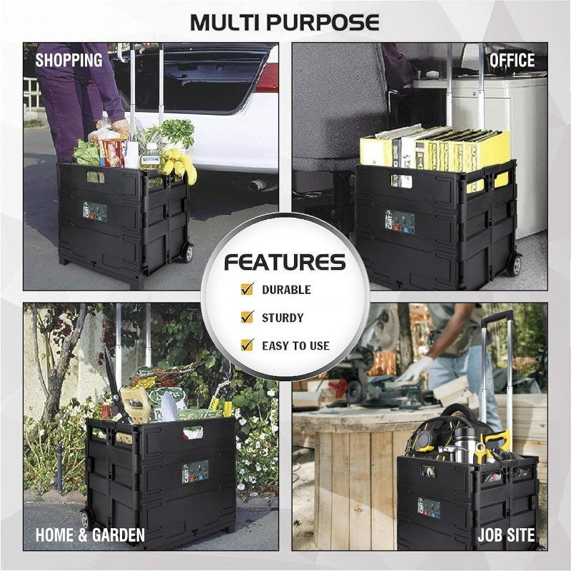 Olympia Tools Folding Portable Utility Tools Cart w/ 4 Rotation 360° Wheels