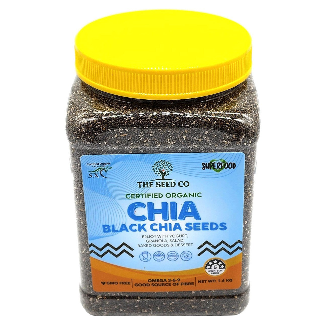 1.6kg Black Chia Seeds Vegan Gluten GMO Free XSC Certified Organic Superfood