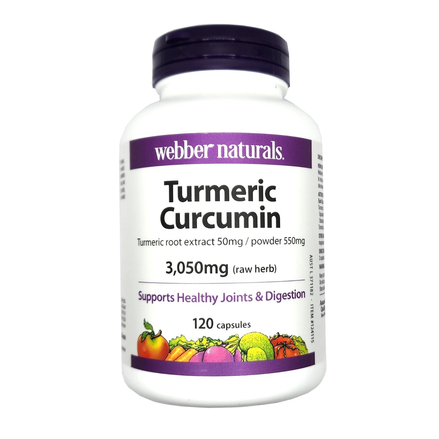 Webber Naturals Turmeric Curcumin 3050mg Supports Joints & Digestion 120caps