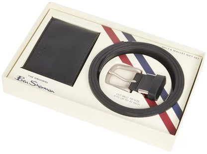 Ben Sherman 2-Pack Men's Leather Wallet & Belt Gift Set Presented in a Giftbox