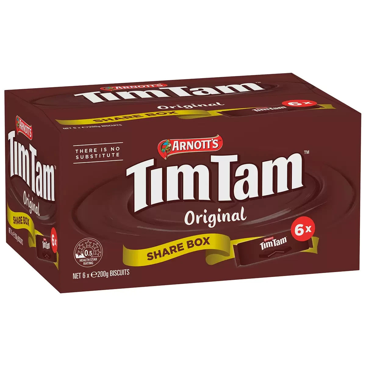 6 x 200g Arnott's Tim Tam Original Value Family Pack Malted Chocolate Biscuits