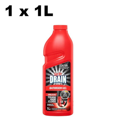 Easy-Off Drain Turbo Gel 1L Bathroom Gel Drain Cleaner Hair Drain Clog Remover