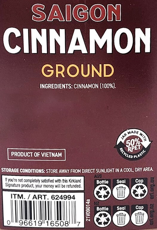Kirkland Signature Ground Saigon Cinnamon Kosher Herbs Spices Seasoning 303g