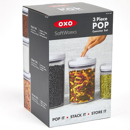 OXO SoftWorks 3-Piece Airtight POP Round Canister Set - 1.8 L, 2.8 L and 4.2 L