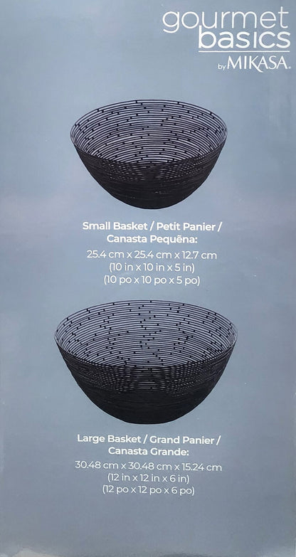 2 x Black Metal Wire Fruit Bowls Modern Decorative Countertop Storage Baskets
