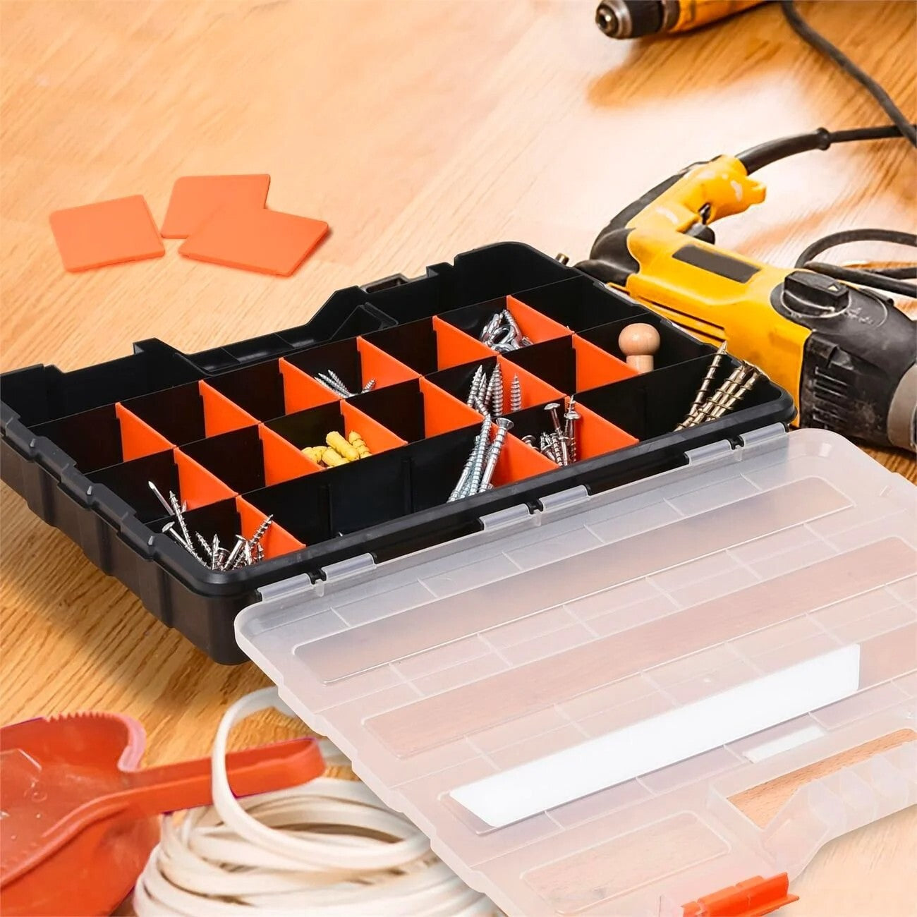 Screw Nut Bolts Organiser 22 Removeable Tab Divider Compartment Storage Tool Box