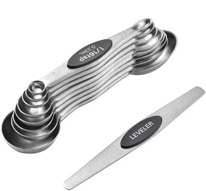 Stainless Steel Magnetic Measuring 6 x Cups & 8 x Spoons with Leveler 15 pcs Set