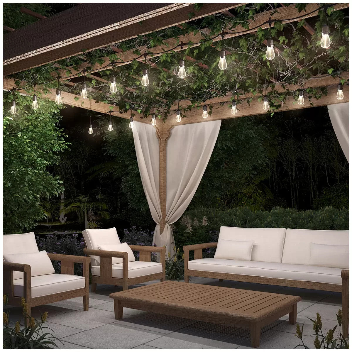 12.8m Solar String Lights 20 LED Bulb Festoon Party USB-C Outdoor Weather Resist
