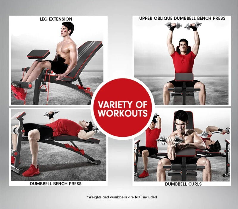 Powertrain Adjustable FID Home Gym Bench with Preacher Curl Pad Max Load 150kg