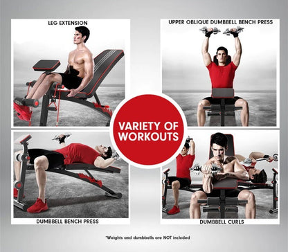 Powertrain Adjustable FID Home Gym Bench with Preacher Curl Pad Max Load 150kg