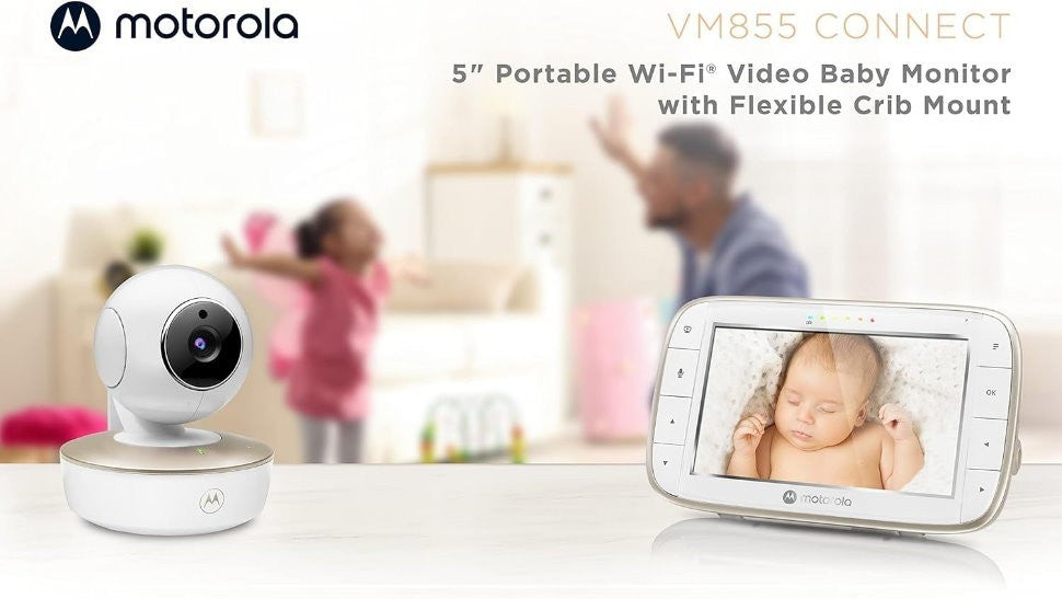 Motorola VM855 Connect 5" Portable Wi-Fi Video Audio Baby Monitor w/ Crib Mount