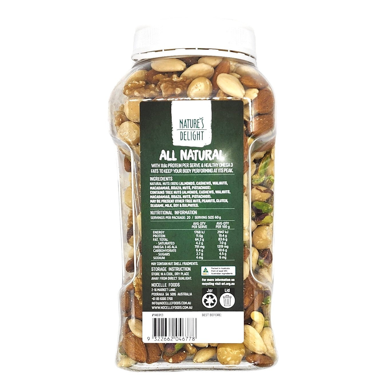 Mixed Dried Raw Australian Unsalted Nuts All Natural Gluten Free Vegan 1.2kg