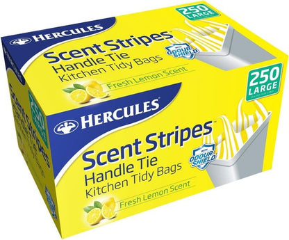 Hercules 250-Pack Large Lemon Scent Stripes Kitchen Tidy Bags 35 Litre Capacity