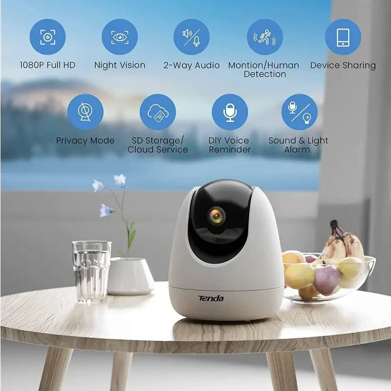 Tenda 1080P 2MP Wireless Pan/Tilt Security IP Camera Baby Monitor Night Vision