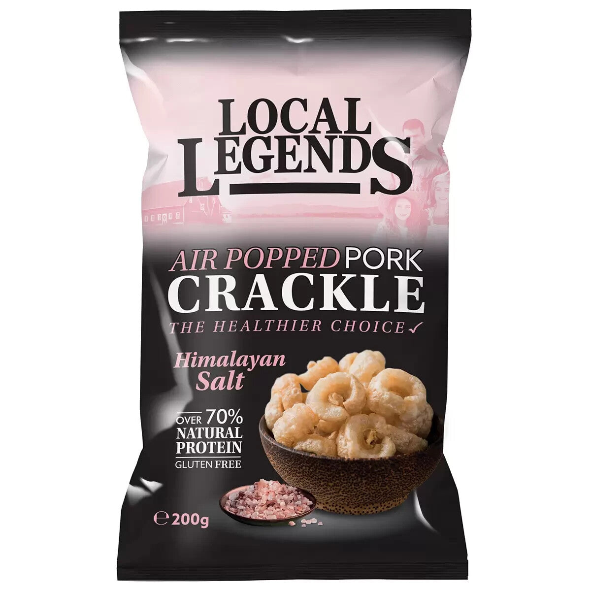 Local Legends Air popped Pork Crackle with Himalayan Salt 200g Gluten Free