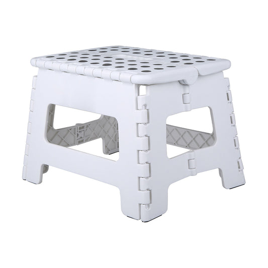 Folding Step Stool Portable Plastic Easy Foldable Chair Store Flat Outdoor White