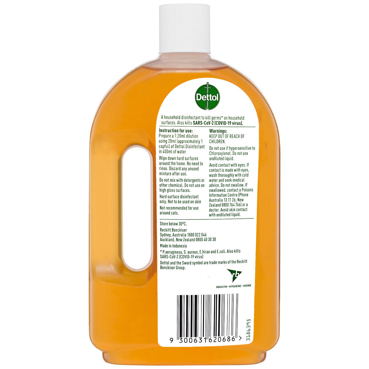 750mL Dettol Antiseptic Disinfectant Liquid Kills Germs Cleans Household Surface