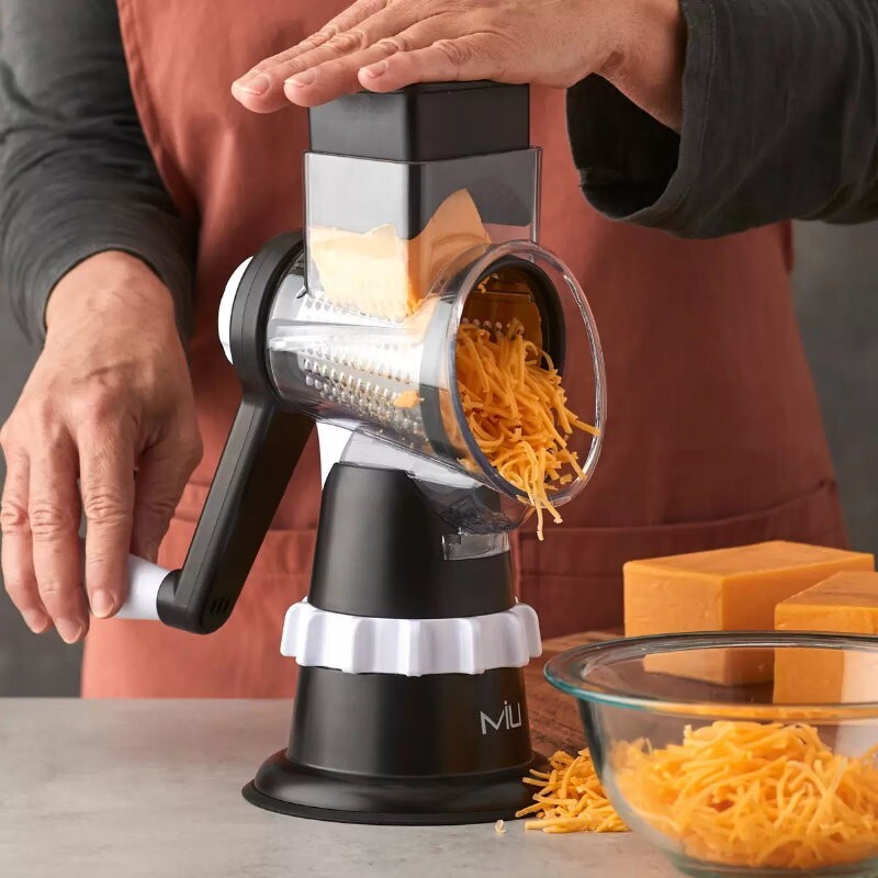MIU 5-in-1 Rotary Drum Grater & Slicer with Suction Base, 5 Replaceable Drum