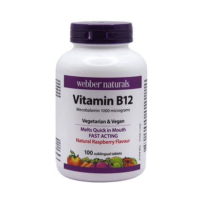 Webber Natural Vitamin B12 Mecobalamin 1000 mcg 100 Tablets Tiredness Fatigue