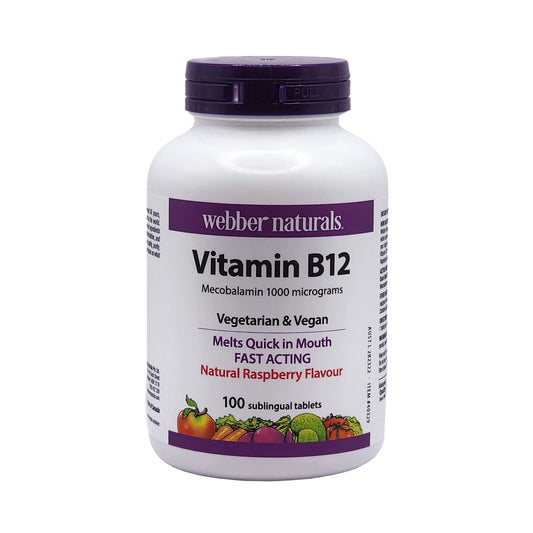 Webber Natural Vitamin B12 Mecobalamin 1000 mcg 100 Tablets Tiredness Fatigue