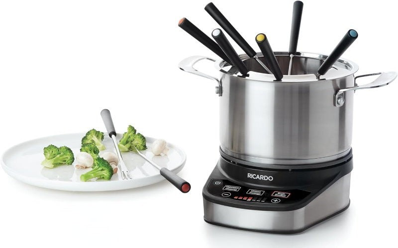 Ricardo 11 Pieces Electric Fondue & Hot Pot Set 3L with 8 Color-Coded Forks