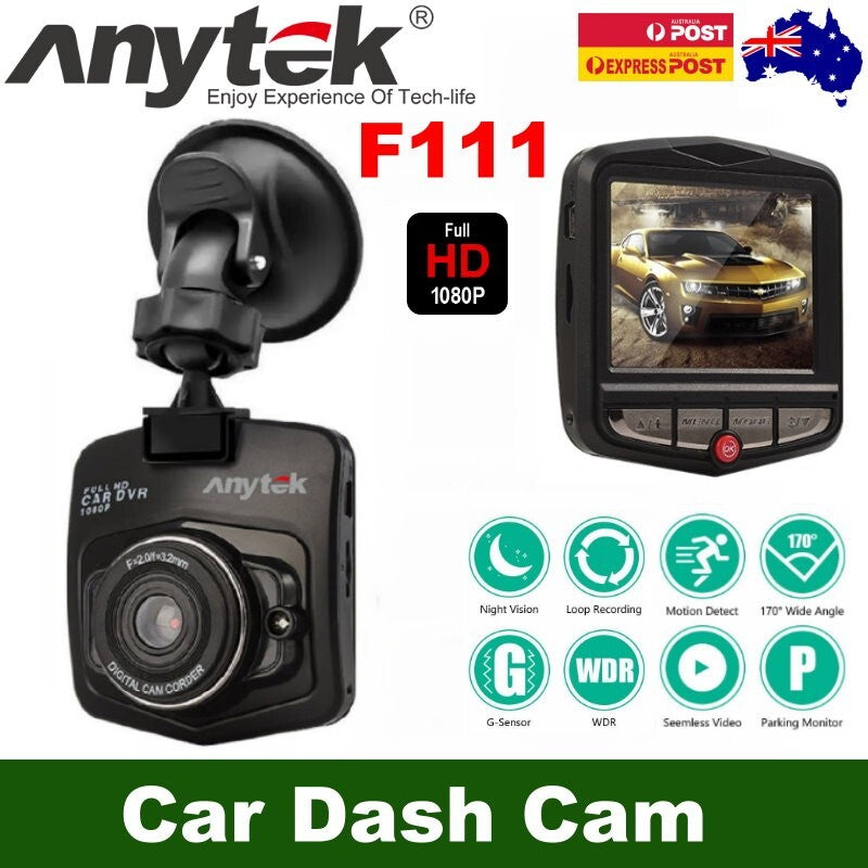 Anytek F111 1080P 170° Car Dash Cam with 24 hours Parking Monitoring, G-Sensor