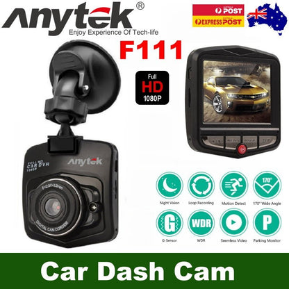 Anytek F111 1080P 170° Car Dash Cam with 24 hours Parking Monitoring, G-Sensor